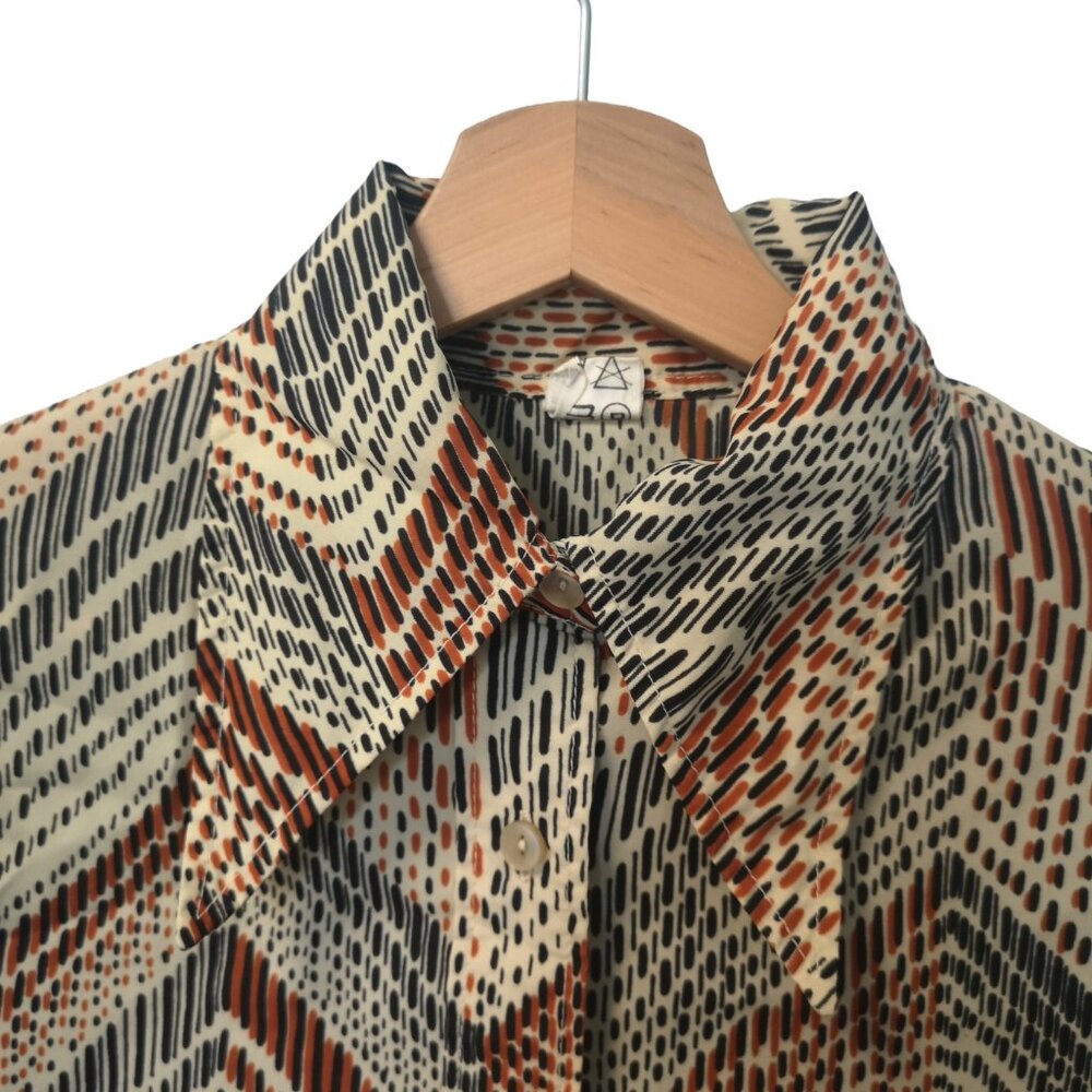 70's Cool Girl Vintage Pointy Collar Blouse Small - Picture 3 of 7
